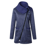 Plus Size 5XL Women Autumn Winter Clothes Warm Fleece Jacket Slant Zipper Collared Coat Lady Clothing Female Jacket