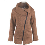 Plus Size 5XL Women Autumn Winter Clothes Warm Fleece Jacket Slant Zipper Collared Coat Lady Clothing Female Jacket