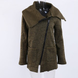 Plus Size 5XL Women Autumn Winter Clothes Warm Fleece Jacket Slant Zipper Collared Coat Lady Clothing Female Jacket