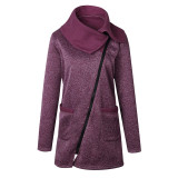 Plus Size 5XL Women Autumn Winter Clothes Warm Fleece Jacket Slant Zipper Collared Coat Lady Clothing Female Jacket