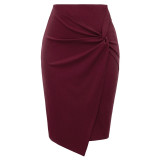 ladies Women mini skirts Autumn fall Asymmetrical Wrap Front knee length Stretch pencil Bodycon Skirt jupe femme office OL skirt