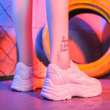 Women's Chunky Sneakers 2019 Fashion Women Platform Shoes Lace Up Pink Vulcanize Shoes Womens Female Trainers Dad Shoes