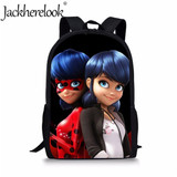 Jackherelook Girls School Bags Cartoon Ladybug Girl Print Primary Children Backpack School Women Rucksack Plecak Mochila Escolar