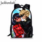 Jackherelook Girls School Bags Cartoon Ladybug Girl Print Primary Children Backpack School Women Rucksack Plecak Mochila Escolar