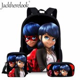 Jackherelook Girls School Bags Cartoon Ladybug Girl Print Primary Children Backpack School Women Rucksack Plecak Mochila Escolar