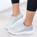 2019 Summer Women Sneakers Glitter Bling Gold Silver Shoes Woman Sneakers Lace-up Sparkly Casual Shoes