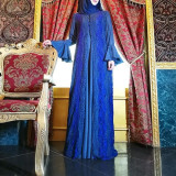 2019 New Muslim Dress Women Islamic Clothing Moroccan Kaftan Chiffon Lace Blue Abayas Robe Dubai Abaya Turkish Clothes