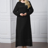 Plus Size Lace Dresses for Women 4XL 5XL 6XL Loose Tunic Party Muslim Dress Kaftan Long Sleeve Big Size Maxi Dress Vestidos