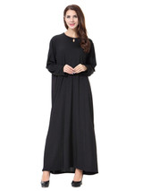 Dubai islamic clothing muslim abaya kaftan dubai arabian dress namaz elbisesi Black