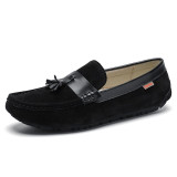 Classic Men Casual Shoes Fringe Decoration Man Loafers Shoes Soft Moccasins Flats Hasp Driving Shoes High Quality Pig Suede Men