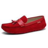 Classic Men Casual Shoes Fringe Decoration Man Loafers Shoes Soft Moccasins Flats Hasp Driving Shoes High Quality Pig Suede Men