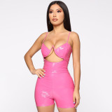 NATTEMAID Solid Black PU Leather Clubwear Bodycon Jumpsuit Women Hollow Out Strapless Sexy Jumpsuit Summer Tracksuit Rompers NATTEMAID Solid Black PU Leather Clubwear Bodycon Jumpsuit Women Hollow Out Strapless Sexy Jumpsuit Summer Tracksuit Rompers