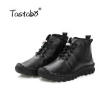 Tastabo Handmade Ankle Boots With Fur Retro Boots Shoes Women Fashion Handmade Slip-on Soft Leather Winter Warm Boots Ladies
