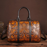 Chinese Style Genuine Leather Women Shoulder Bag Luxury Handbag Women Bags Designer High Quality Embossed Ladies Messenger Bag