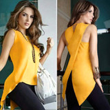 Fashion Woman Blouses 2019 Cross Irregular Women's Blouse Shirt Womens Tops and Blouses Female Backless Sleeveless Feminine Top