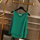 2019 Fashion Brand Women's blouse Summer sleeveless Chiffon shirt Solid  V-neck Casual blouse Plus Size 4XL Loose Female Top 2019 Fashion Brand Women's blouse Summer sleeveless Chiffon shirt Solid  V-neck Casual blouse Plus Size 4XL Loose Female Top