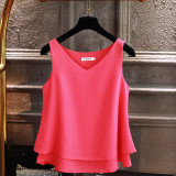 2019 Fashion Brand Women's blouse Summer sleeveless Chiffon shirt Solid  V-neck Casual blouse Plus Size 4XL Loose Female Top 2019 Fashion Brand Women's blouse Summer sleeveless Chiffon shirt Solid  V-neck Casual blouse Plus Size 4XL Loose Female Top
