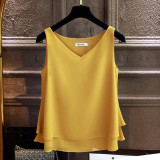 2019 Fashion Brand Women's blouse Summer sleeveless Chiffon shirt Solid  V-neck Casual blouse Plus Size 4XL Loose Female Top 2019 Fashion Brand Women's blouse Summer sleeveless Chiffon shirt Solid  V-neck Casual blouse Plus Size 4XL Loose Female Top
