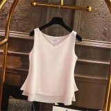 2019 Fashion Brand Women's blouse Summer sleeveless Chiffon shirt Solid  V-neck Casual blouse Plus Size 4XL Loose Female Top 2019 Fashion Brand Women's blouse Summer sleeveless Chiffon shirt Solid  V-neck Casual blouse Plus Size 4XL Loose Female Top