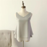 2019 Fashion Brand Women's blouse Summer sleeveless Chiffon shirt Solid  V-neck Casual blouse Plus Size 4XL Loose Female Top 2019 Fashion Brand Women's blouse Summer sleeveless Chiffon shirt Solid  V-neck Casual blouse Plus Size 4XL Loose Female Top