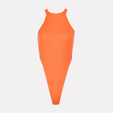 2019 Summer Women Sexy Bodycon Bodysuit Spring Knitted Solid Black Short Sleeveless Knitted Bodysuit Body For Women Jumpsuit