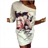 Slim Casual Cartoon Printed Dress Women Cute Camouflage Mini Package Hip Dress 2019 New Summer Short Sleeve Sexy Dress Vestidos
