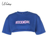 Weekeep Letter Print Streetwear Crop Top Women Oversized Short Sleeve Summer Casual T Shirts Fashion Ladies T Shirt Harajuku Tee