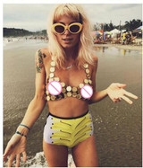 Sexy Metal chain Crystal Women Exotic Sequins Tank Summer Beach Halter Camis Bralette Womens Nightclub Party Crop Tops 2020 New