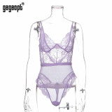 Gagaopt 8 Colors Lace Bodysuit Women Floral Embroidery White/Black Sexy Bodysuit Backless Mesh Bodysuit Jumpsuit Overalls