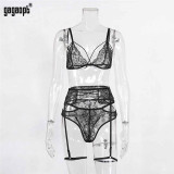 Gagaopt Sexy Lingerie Women Lace Open Bra Set G-String Underwear Nightwear Bra & Brief 3 Pcs Sets Gagaopt Sexy Lingerie Women Lace Open Bra Set G-String Underwear Nightwear Bra & Brief 3 Pcs Sets