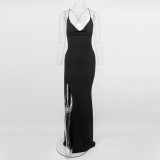Yissang Sexy Summer Dress Women High Split Autumn Maix Long Dress Spaghetti Strap Party Dress Backless Female Vestidos