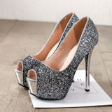 High Heels Platform Heels Shoes Woman Peep Toe Pumps Women Shoes Gold Silver Wedding Shoes Bridal Heels Ladies shoes talon femme