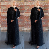 Black Open Abaya Kimono Cardigan Hijab Muslim Dress Women Turkey Kaftan Dubai Caftan Marocain Islam Clothing Ramadan Abayas Robe