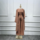 Three-piece Abaya Turkish Kimono Tops Pants Muslim Dress Abayas Hijab Robe Dubai Caftan Kaftan Islam Clothing For Women Djellaba