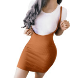 Summer Women's Skirts Bodycon Shoulder Straps Mini Skirt Overall High Waist Suspender Fashion Sexy Pure Colored Bottom