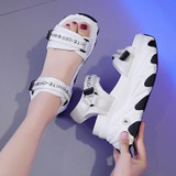 Women Platform Sandals Chunky Designers Fashion Sandal Black Hook Loop 9cm High Heels Casual Wedge Shoes For Woman 2020 Summer