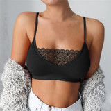 Womens Summer Sexy Lace Camis Crop Tanks Tops Sleeveless Cotton Bustier Solid Bandeau Bra Vest Seamless Bralette Tees