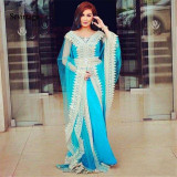 Sevintage Moroccan Caftan Formal Evening Dress Lace Appliques Abaya Dubai Prom Gowns V-Neck Bride Dresses robe de soiree