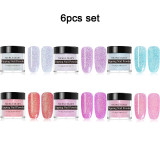 14/8/6/4pcs Dipping Nail Powder Kits Nude  Dip Nail Glitter Powder Luminous Matte Gradient  Pigment Dust Sequins