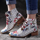 2019 New Ankle boots women Fashion Beautiful Flower pattern boot female Rubber boots for women Wear-resistant Zipper shoes