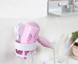 eLUUGIE Hair Dryer Wall Mounted Lock Suction Cup Hair Dryer Holder Hair Drier Storage Organizer Hair Blower Holder (Whtie) (White)