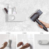 Termichy Hair Dryer Holder, Wall Mounted Blow Dryer Holder with Cable Tidy, Heat Resistant Spiral Hanging Rack for Bathroom Bedroom, White
