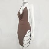 New Summer Women Sexy Chocker Cocktail Club Dresses Bandage Bodycon Cut Out Sleeveless V neck Party Short Mini Dress