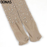 BONAS Summer Fishnet Diamond Pantyhose Women Sexy Fashion Shiny Net Tights Female Slim Rhinestone Mesh Nylon Stockings Tights