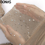 BONAS Summer Fishnet Diamond Pantyhose Women Sexy Fashion Shiny Net Tights Female Slim Rhinestone Mesh Nylon Stockings Tights