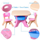 Costzon Kids Table and 2 Chair Set, Children Activity Art Table Set w/Detachable Storage Bins, Strong Bearing Capacity, Lightweight, Kiddie-Sized Plastic Furniture