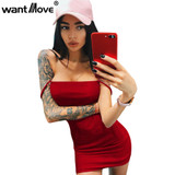 Wantmove dress 2018 fashion mini dress women strapless sheath sexy club wear party elegant dress for women JZ214