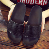 Fashion Women Flat Slippers Women Summer Beach Flip Flops Slippers Home Female Ladies Slides Sandals Crystal Gold Shoes Woman
