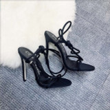 Super High 11.5CM Thin Heels Women Pumps Ankle Cross Strap Sandals Shoes Woman Ladies Pointed Toe High Heels Dress Party Shoes