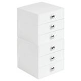 iDesign Plastic 3 Jewelry Box, Compact Storage Organization Drawers Set for Cosmetics, Makeup, Hair Care, Bathroom, Office, Dorm, Desk, Countertop, 6.5" x 6.5" x 6.5", Set of 4, White